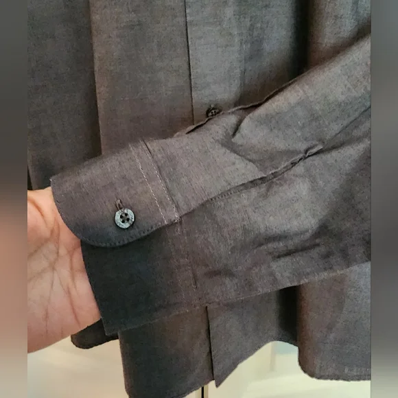 CHAPS Gray Button Front Long Sleeve Shirt SZ Large - Picture 3 of 7